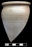 Grey bodied salt glaze stoneware jar. The upper exterior and the interior of this vessel was coated with an iron oxide wash or brown clay slip. Rim diameter: 4.00”, from 18BC27.